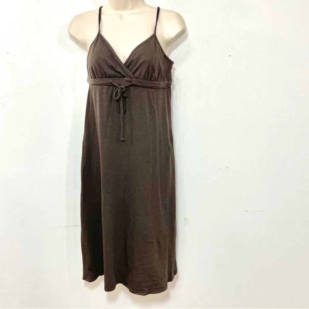 Standard James Perse cotton blend mini Dress empire waist brown size medium soft - Picture 1 of 8